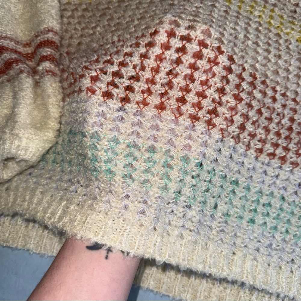 ADORA Cream Multicolor Striped V-Neck Sweater - Picture 4 of 5
